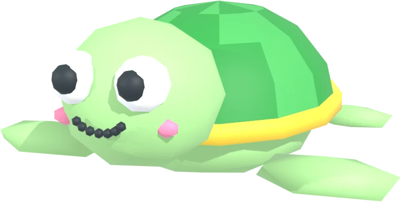 Pip, a friendly green low-poly turtle